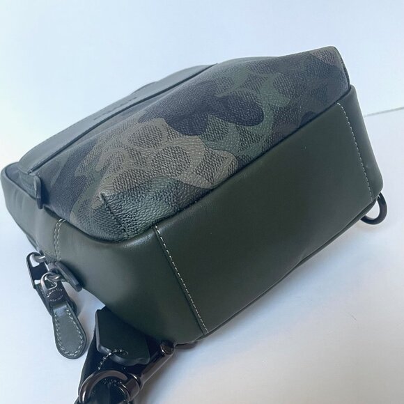 Coach Gotham Pack Sling Camo Green Signature Leather Mens Crossbody CAF37 - Picture 9 of 9